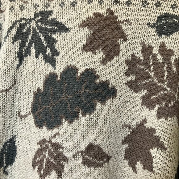 Alps Fine Apparel Womens Vintage 90s Wool USA Leaf Cardigan Size XL Beige FA EXC - Picture 11 of 12